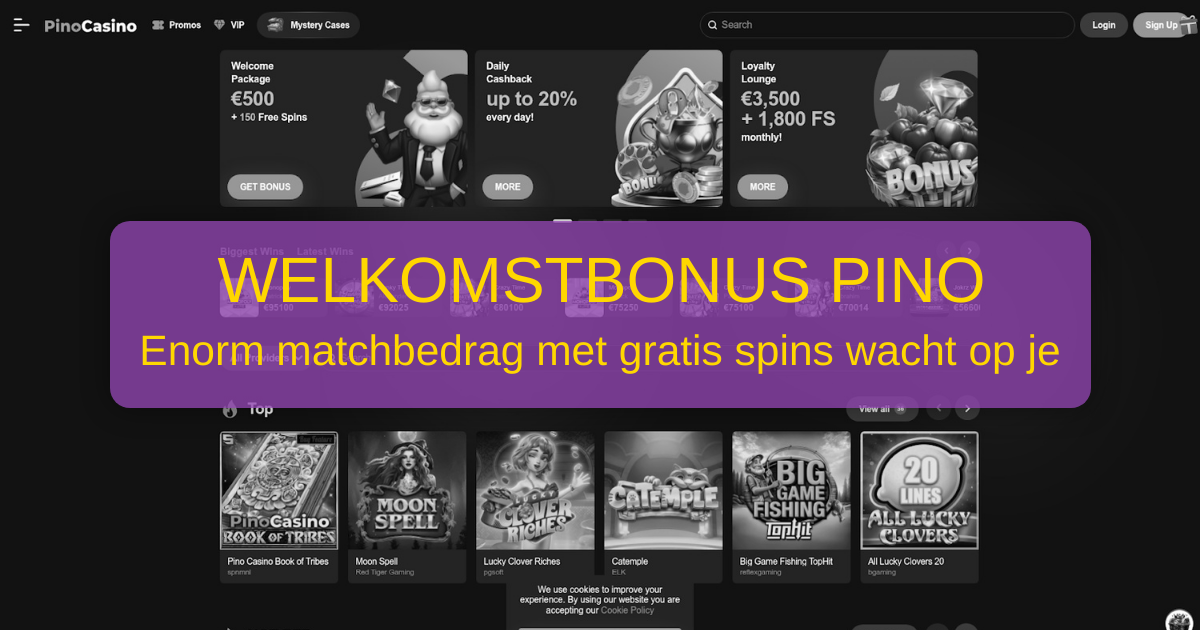 Pino Casino Nederland - Exclusieve Welkom Bonus 1000